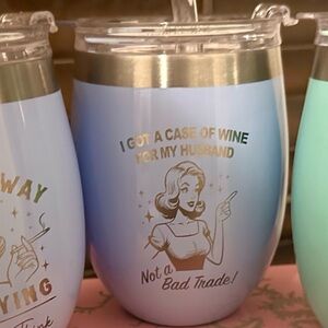 Retro Blue Housewife Wine Tumbler
